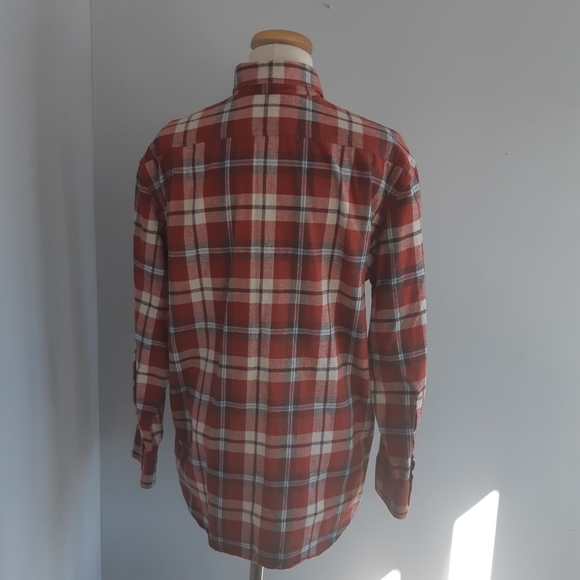 Midtown Plaid Shirt Button Down Short Sleeve Red White Mens Size L - Picture 2 of 13